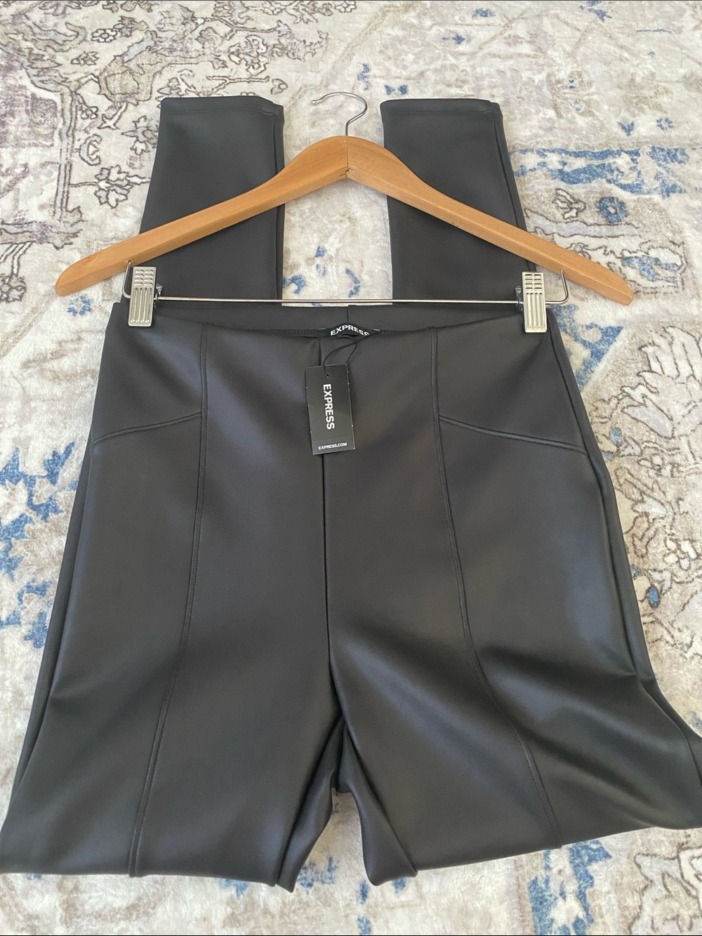 NWT Express Black High-Rise Faux Leather Skinny Leg Leggings